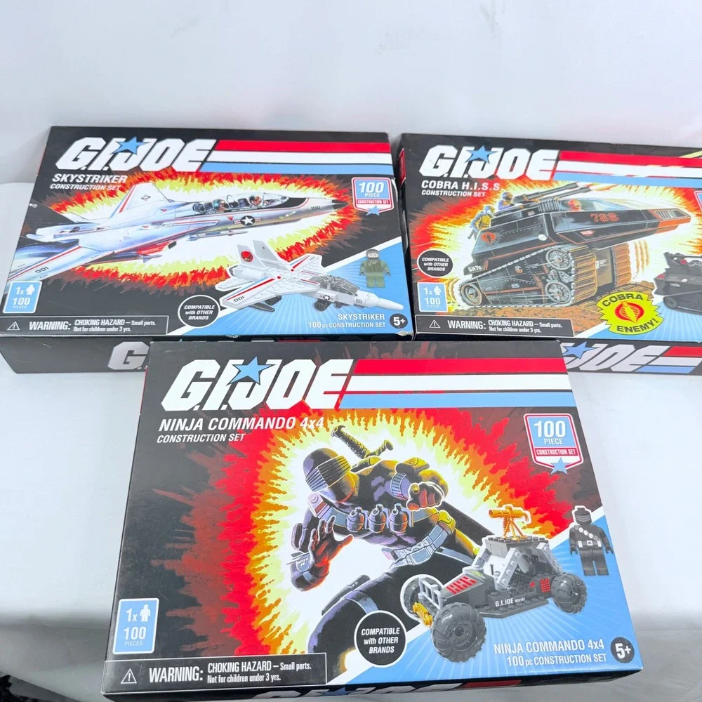 GI Joe Construction Set Lot 3 Skystriker Cobra HISS Ninja Commando 4x4 100pc New
